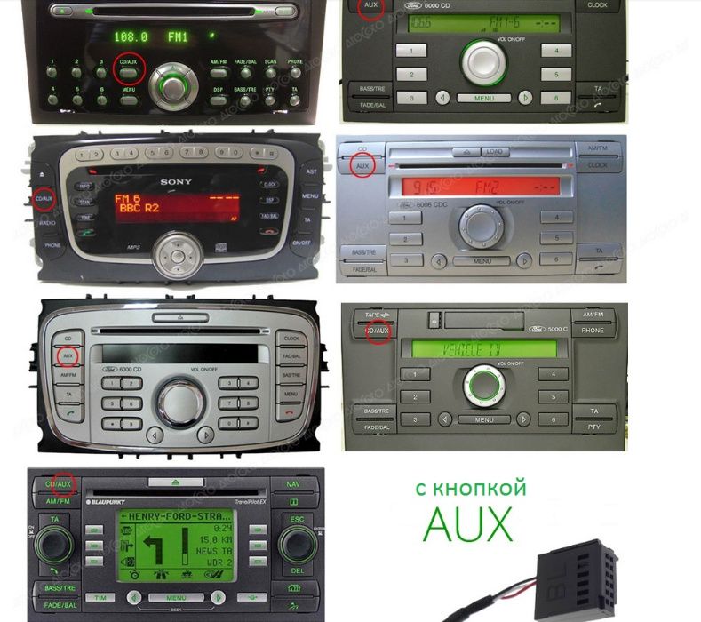 AUX кабель/ Bluetooth на Ford Форд Focus Mondeo Fusion Transit 6000 CD
