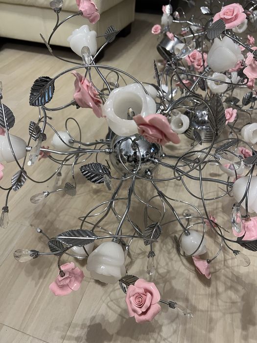 Komplet oswietlenia/lamp piekny elegancki stal nierdzewna ceramika