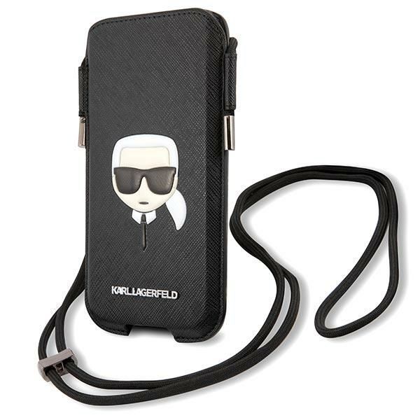 Karl Lagerfeld Torebka Ikonik Saffiano dla iPhone'a 6,1" - Czarny