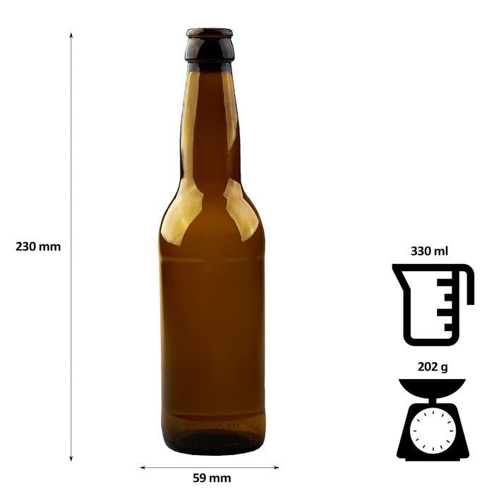 Zestaw 50 sztuk - butelka na piwo cydr- 330 ml - 0,33 l - brązowa