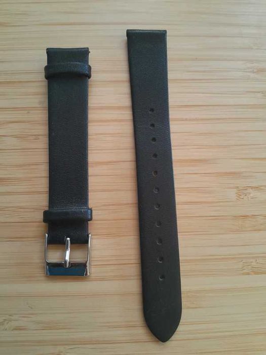 Nowy czarny skórzany Pasek do zegarka firmy Tekla.