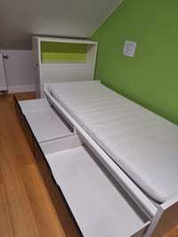 Łóżko z szufladami Ikea 90x200  + materac Ikea + szafka Ikea