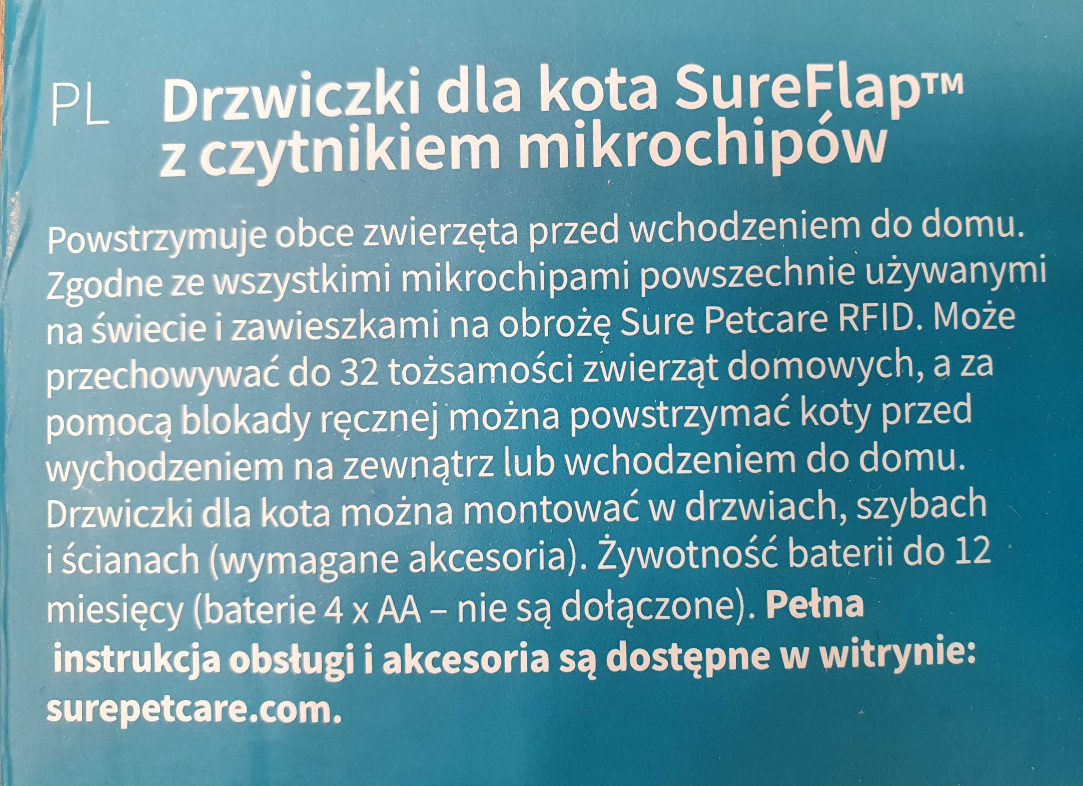 Klapka dla kota SureFlap z mikrochipem, biała