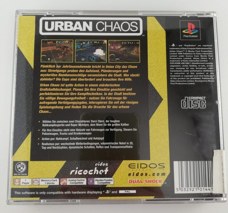 Stara gra kolekcjonerska na PlayStation 1 Urban Chaos ps1 psx