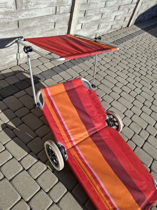 Leżak na kółkach z daszkiem regulowany Crivit