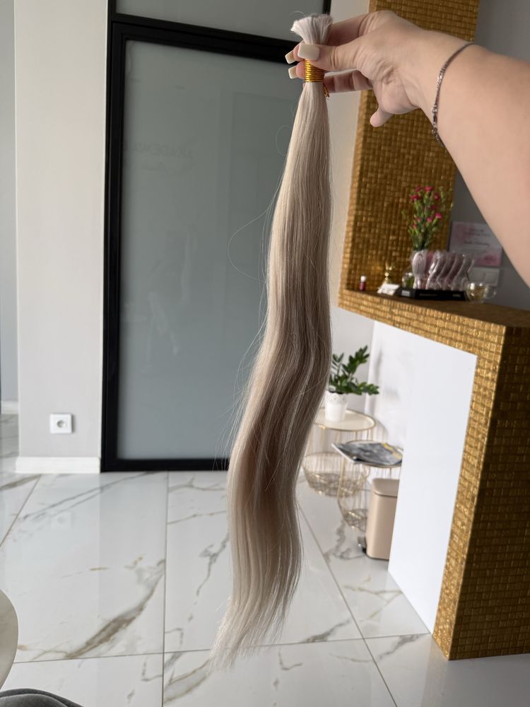 Naturalne włosy typu słowianskiego, Platynowy Popielaty Blond- 100 g