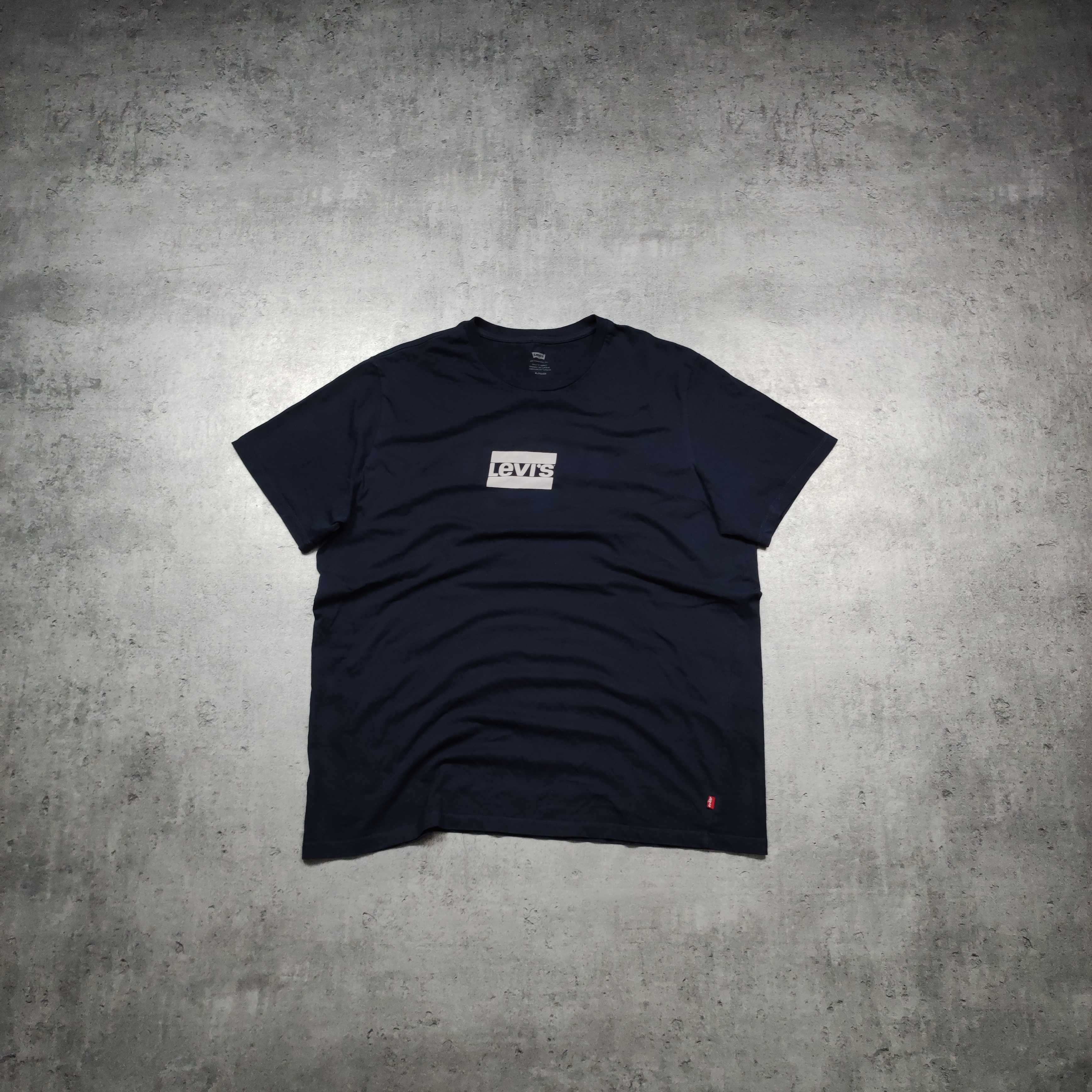 MĘSKA Koszulka Granatowa Bawełna Codzienna Logo Levis Casual