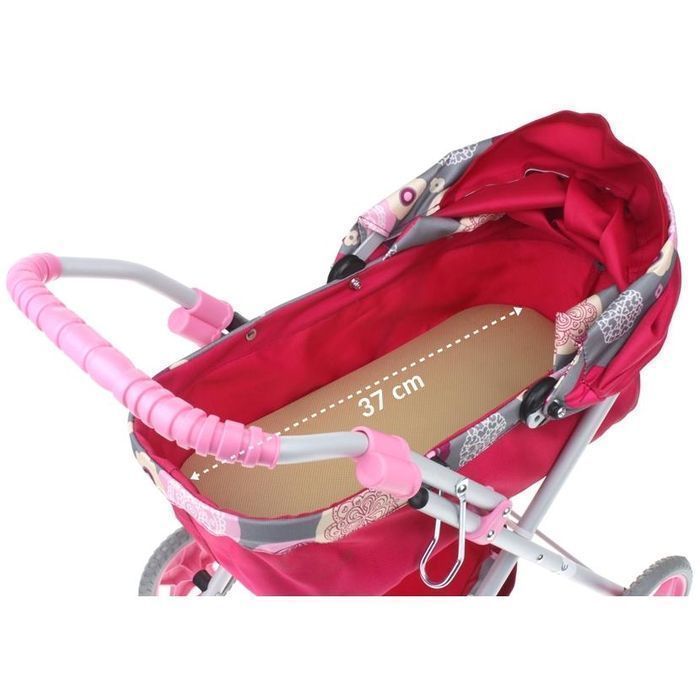 Wózek dla lalek głęboki - malinowy
