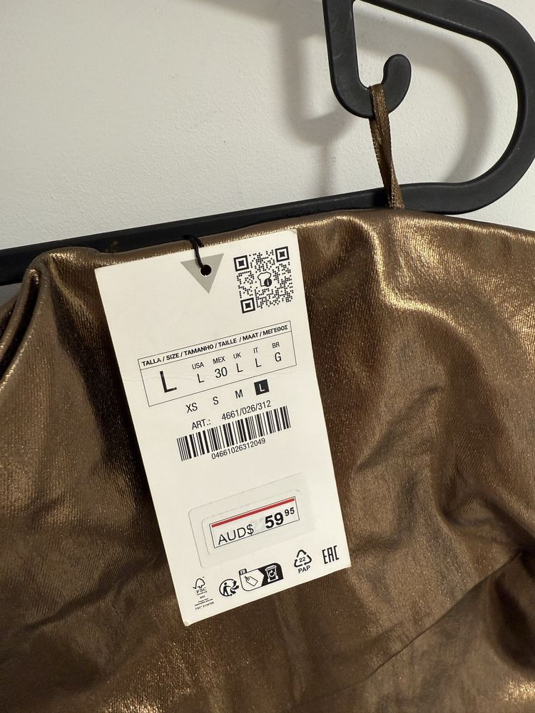Złoty, miedziany crop top, Zara L, nowy z metką