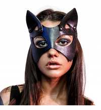 Czarna skórzana maska bdsm kotka kocica catwoman