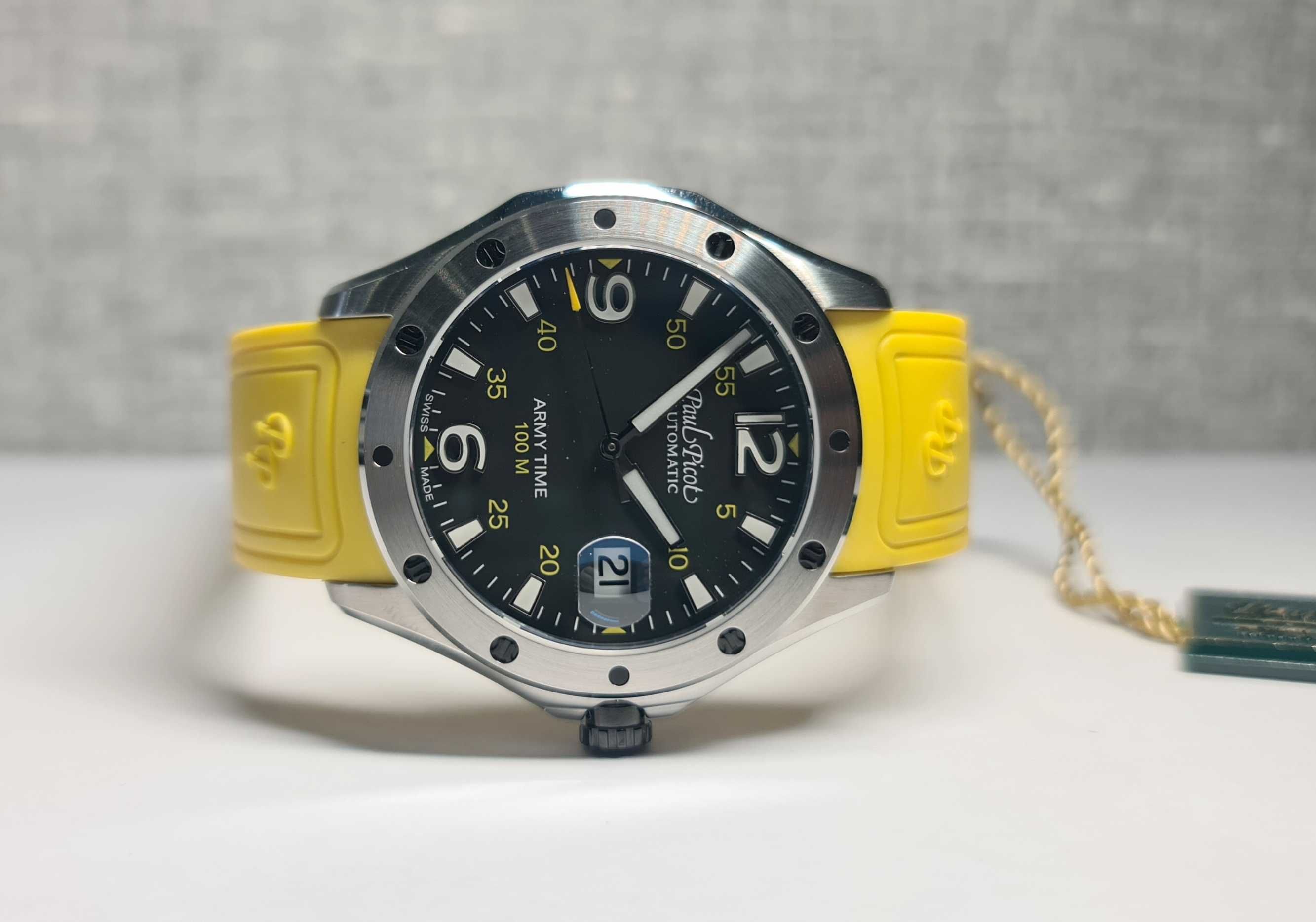 Чоловічий годинник Paul Picot Army Time Flyingstar P9153 Yellow Swiss