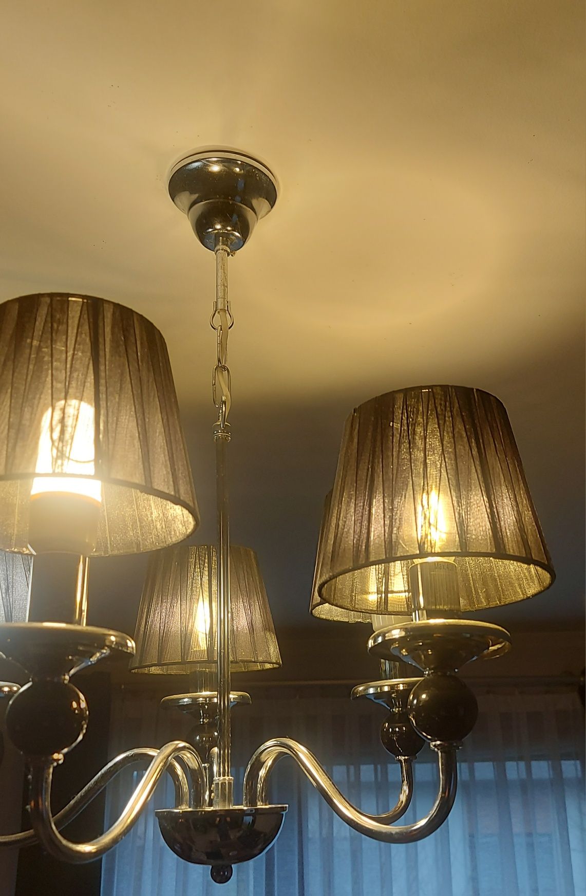 Lampa sufitowa glamour loft pięcioramienna czarna srebrna nowoczesna