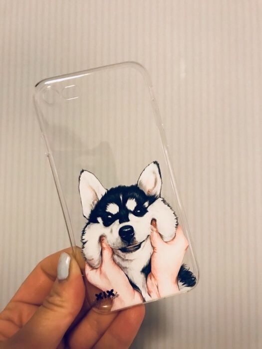 Чехол бампер силиконовый для iPhone 7/8., хаски, маламут, собака.