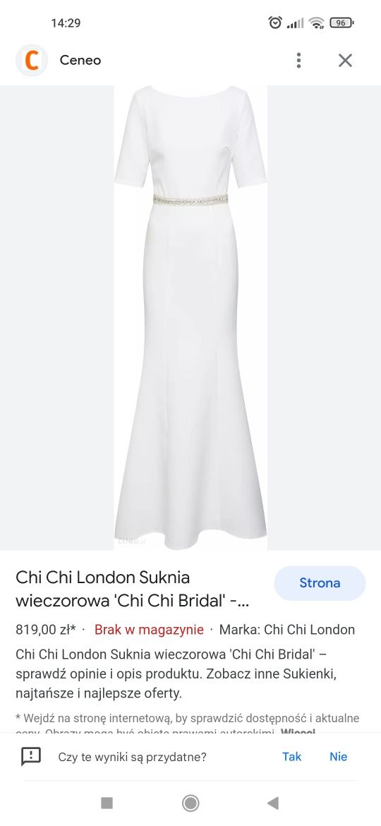 Nowa suknia ślubna wieczorowa chi chi London XS S