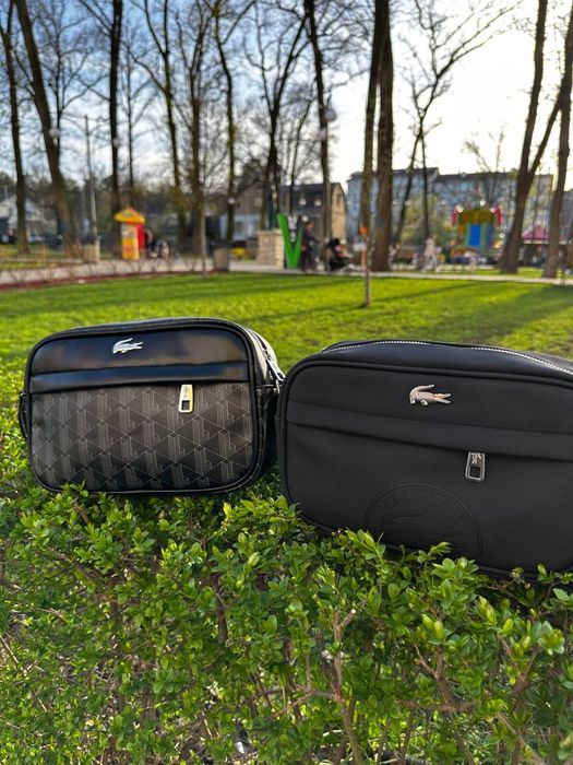 Сумка Lacoste/ месенджер лакосте/ барсетка лакосте кожана чорна