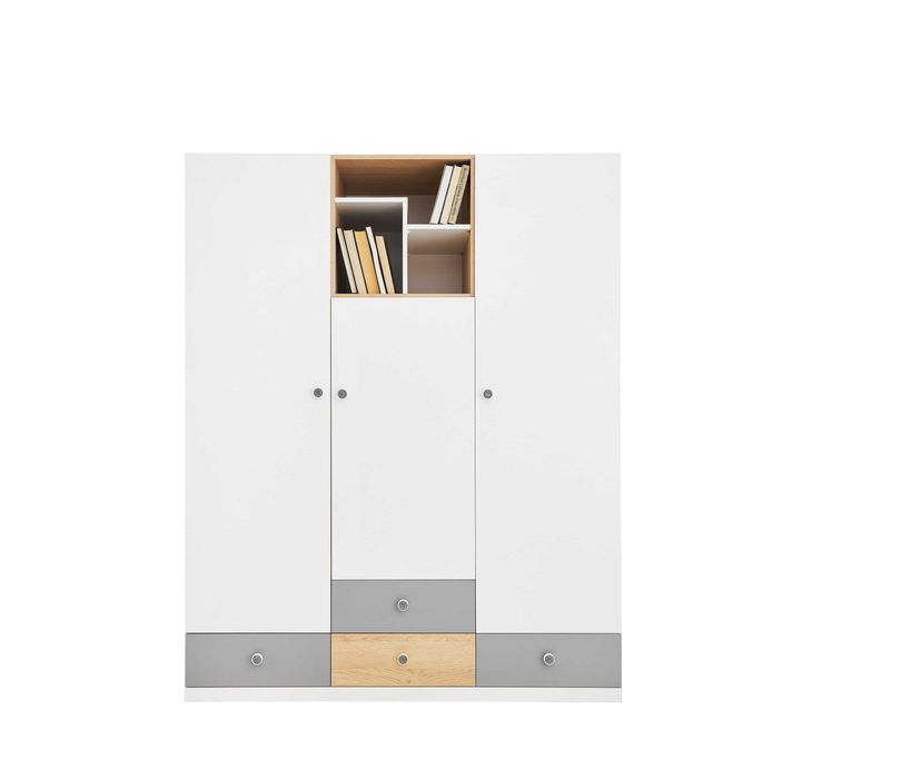 Szafa młodzieżowa 150cm pokój dziecięcy garderoba półki Pixel Biel