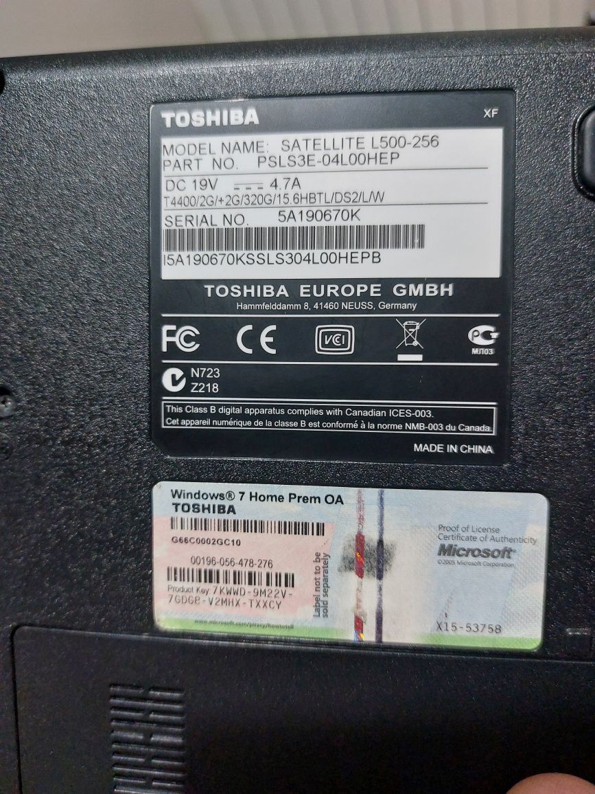 Computador Portátil Toshiba Satellite L500-256