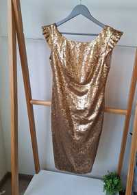 Вечірнє золотисте плаття ksenia в паєтках на шикарний бюст