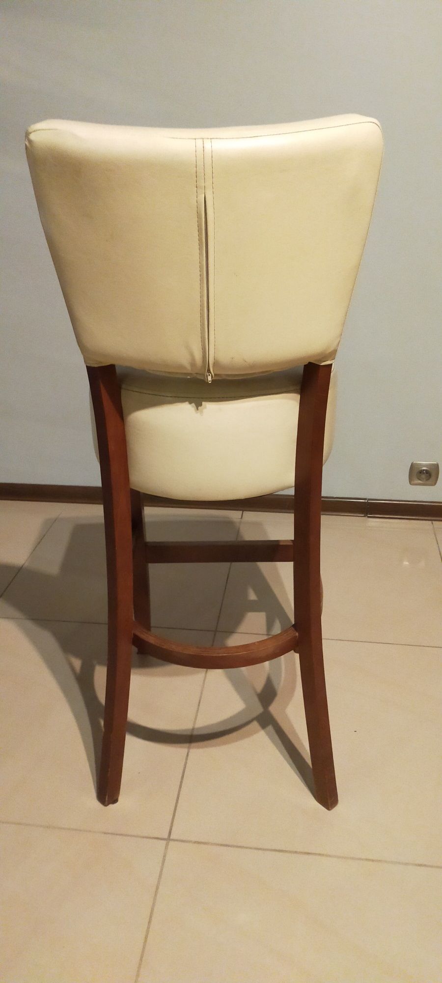 4 sztuki Hoker kuchenny barowy skóra jasna kremowa