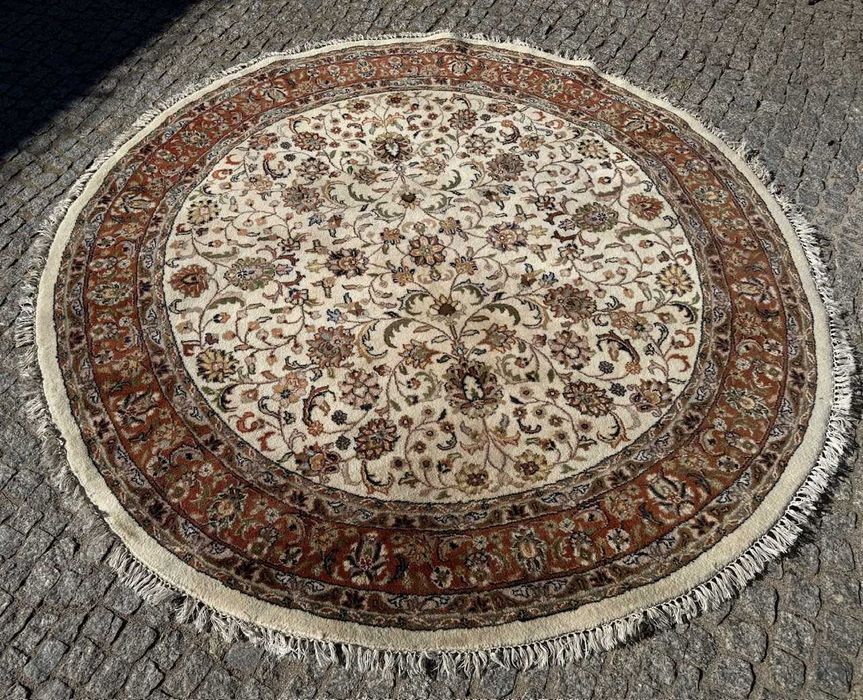 Wełniany r.tkany dywan perski Indo Bidjar średnica 210 cm galeria9 tys