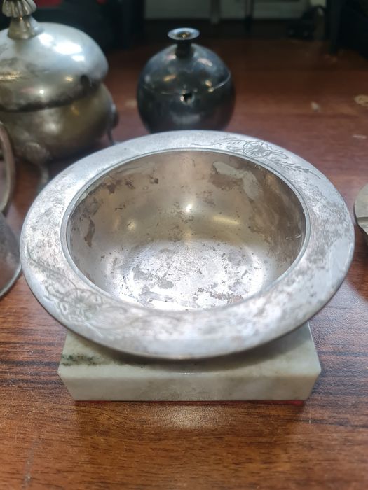 Zestaw naczyń posrebrzanych PRL