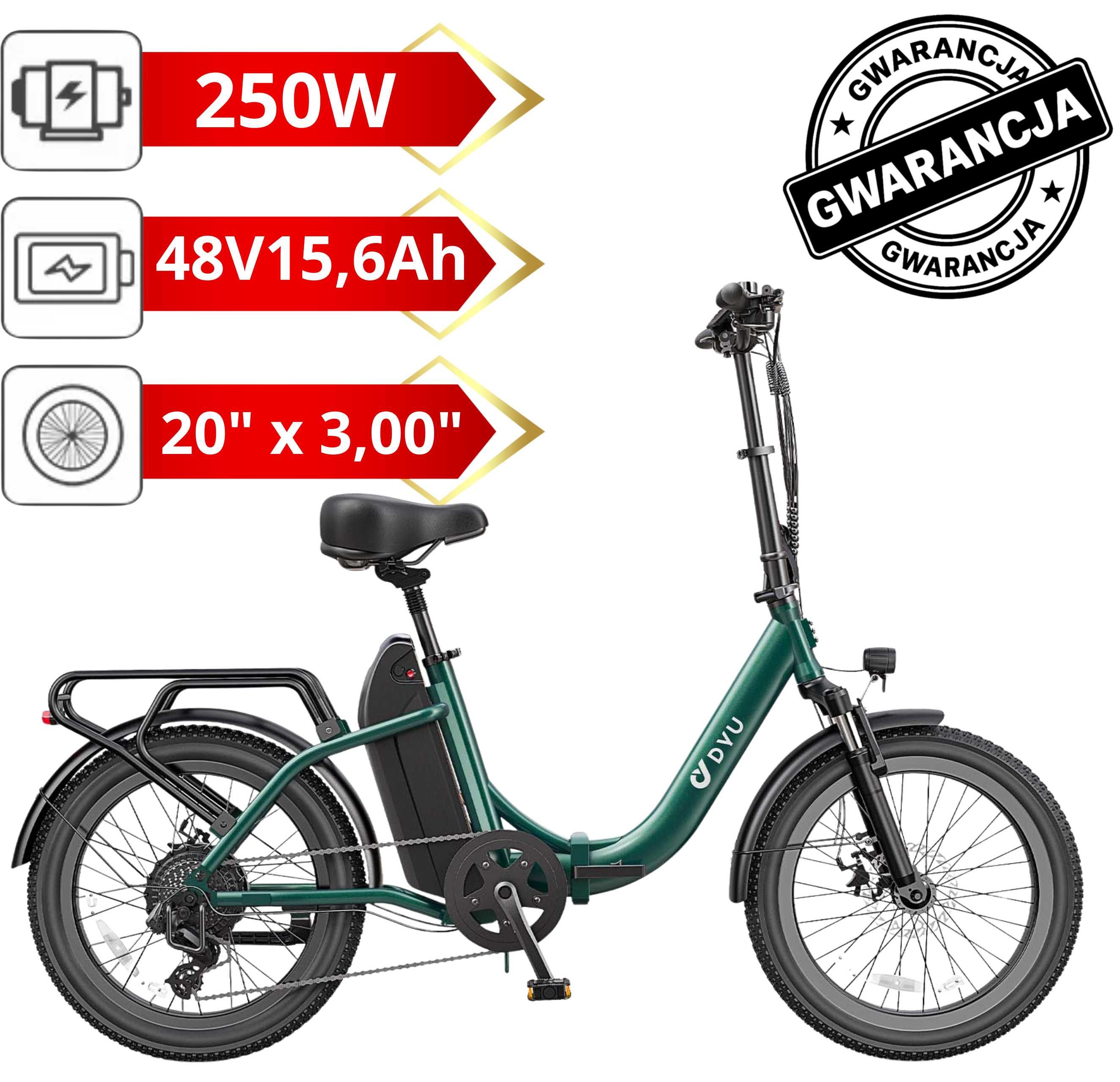 Rower Elektryczny DYU C9 | 250W | 48V 15,6Ah | Składany | Gwarancja!!