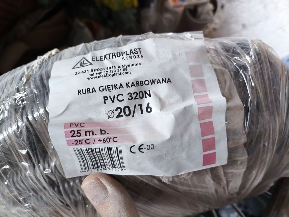 Peszel RURA KARBOWANA PCV 20/16 25 m 2szt + przewód
