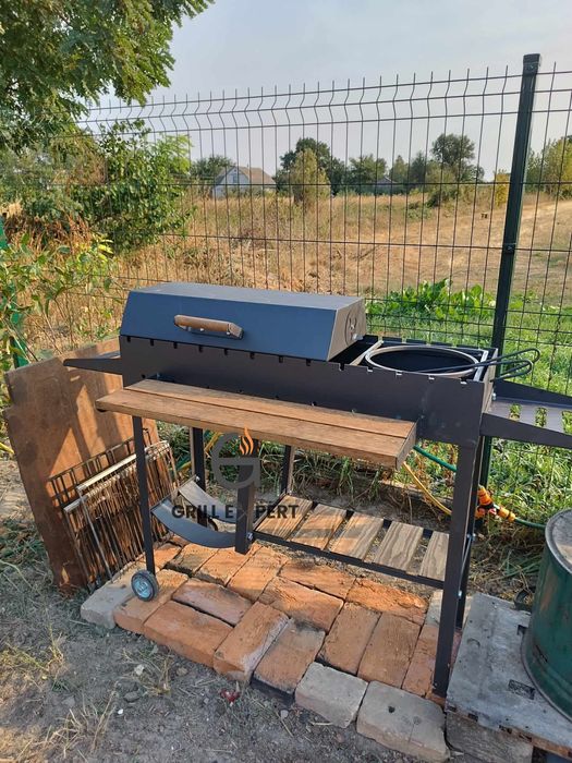 Мангал гриль барбекю | ТОП подарунок! Сталь 5 мм, дровниця, кришка!