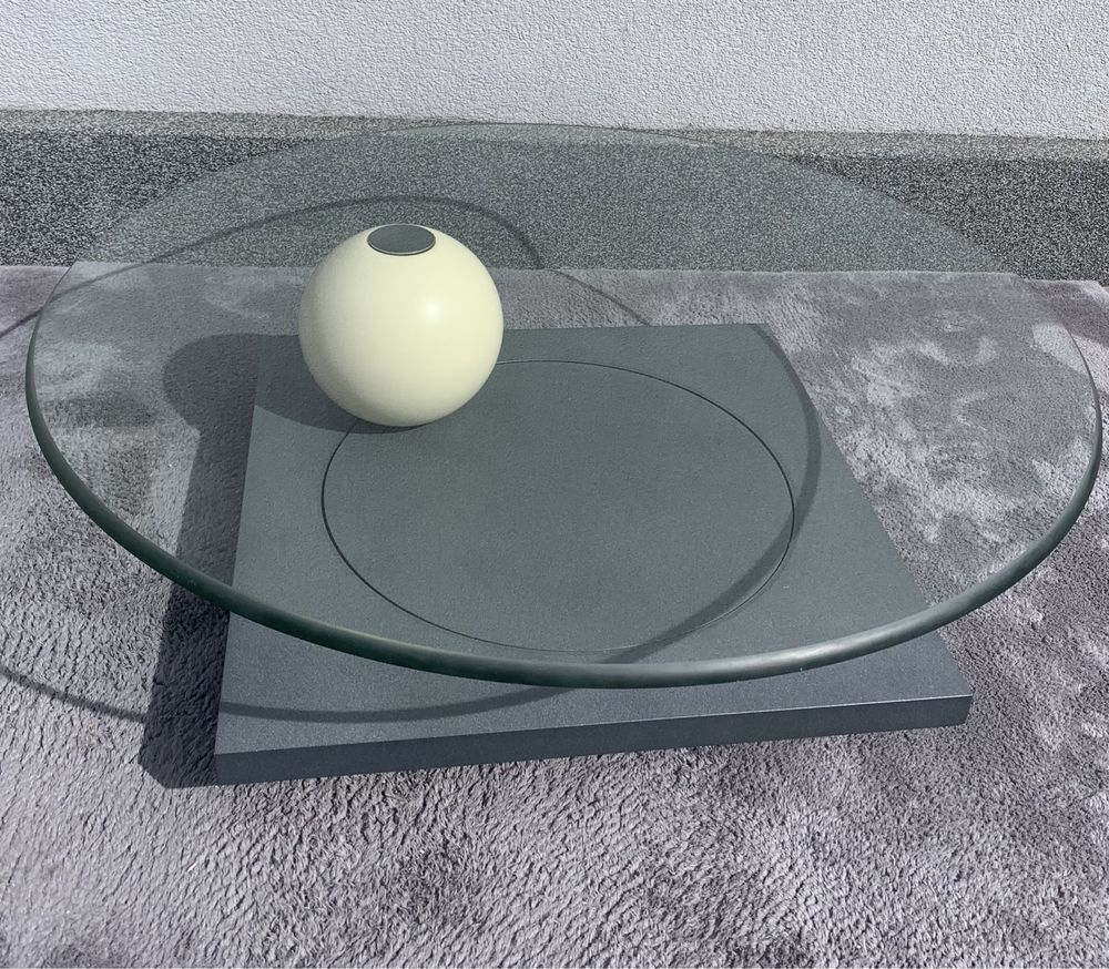 Designerski stolik szklana ława kawowa obrotowa z ruchomym blatem