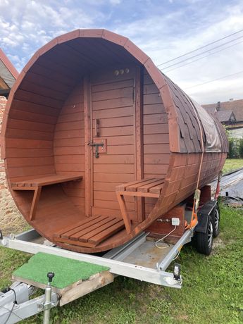 Mobilna sauna beczka, sauna na lawecie, 4 m długości