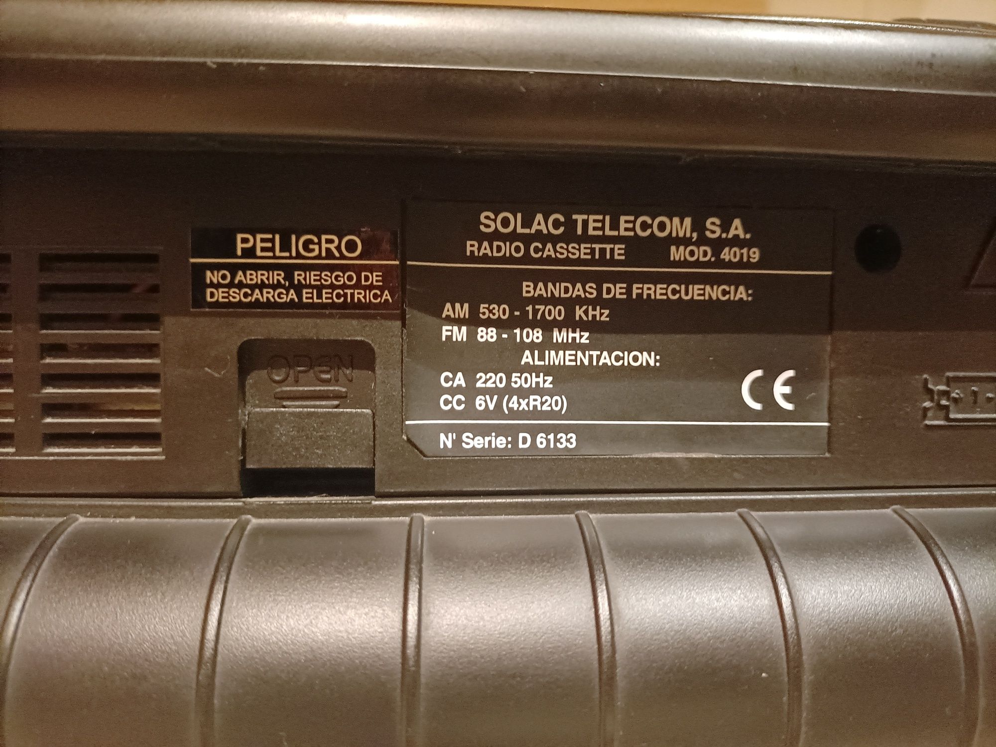 Radio cassete gravador Solac Telecom