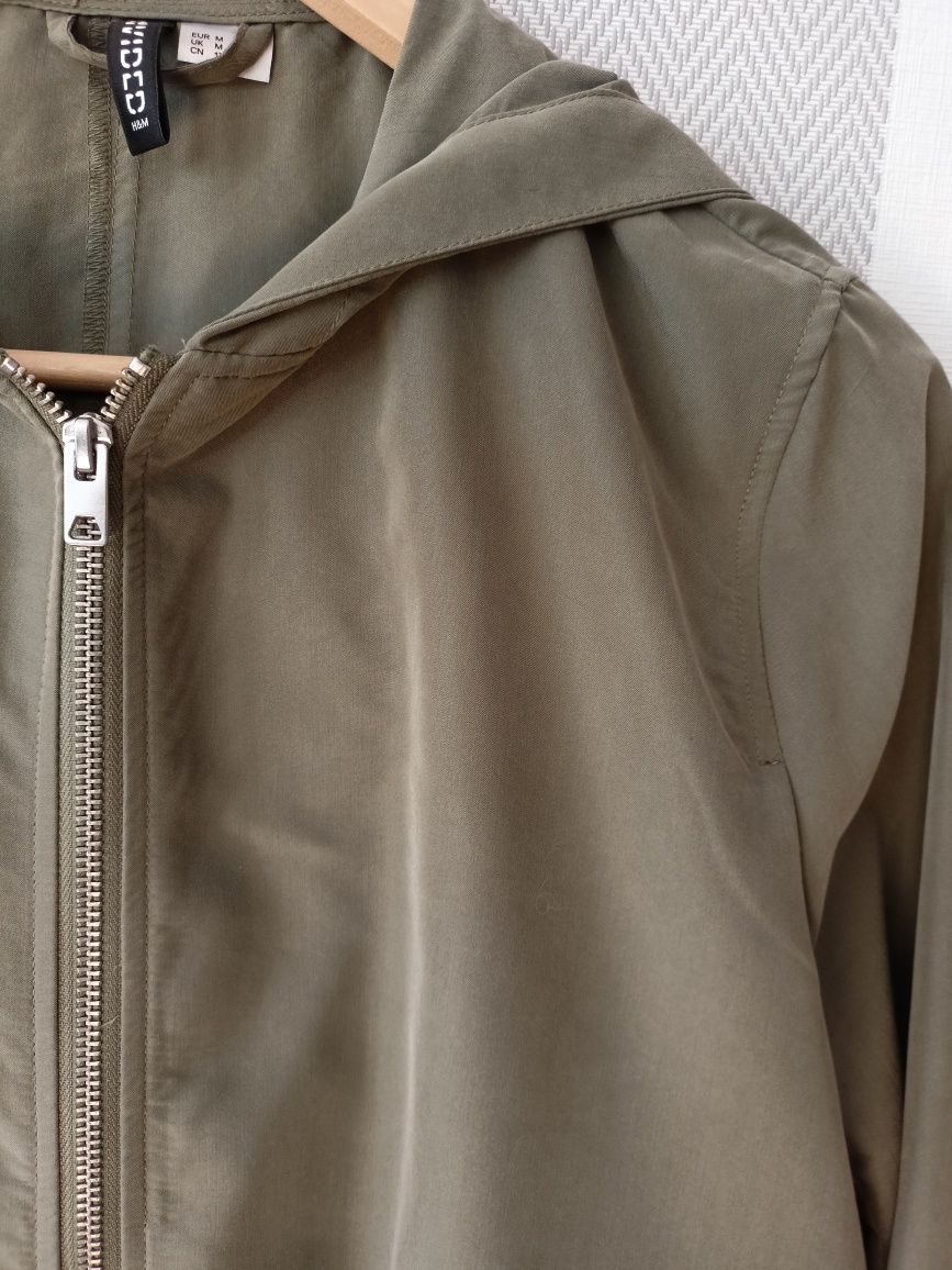 Parka kurtka M damska H&M lekka bez podszewki khaki