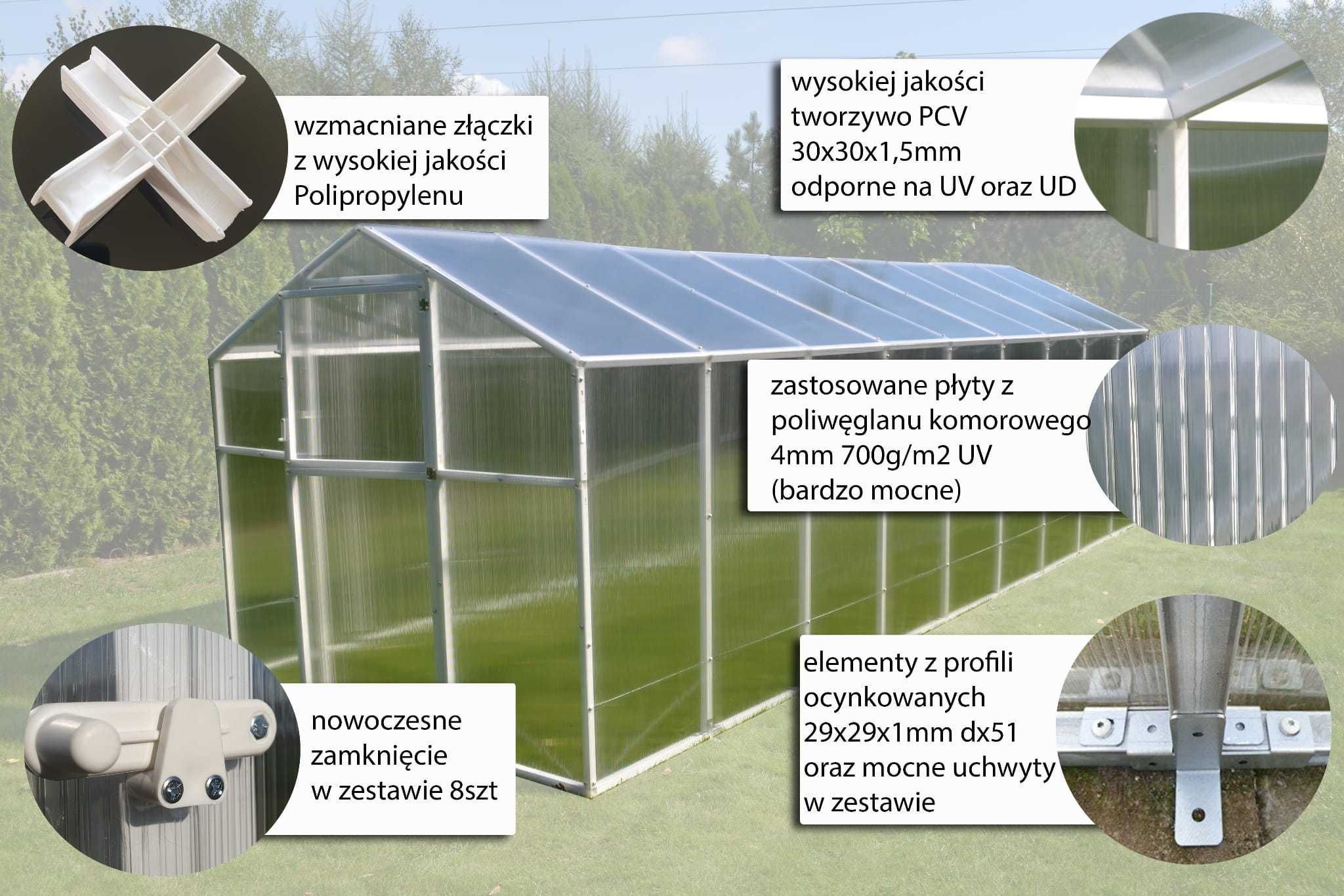 57KG POLSKA PRODUKCJA 3x2 6m2 Szklarnia POLIWĘGLAN Tunel ogrodowy