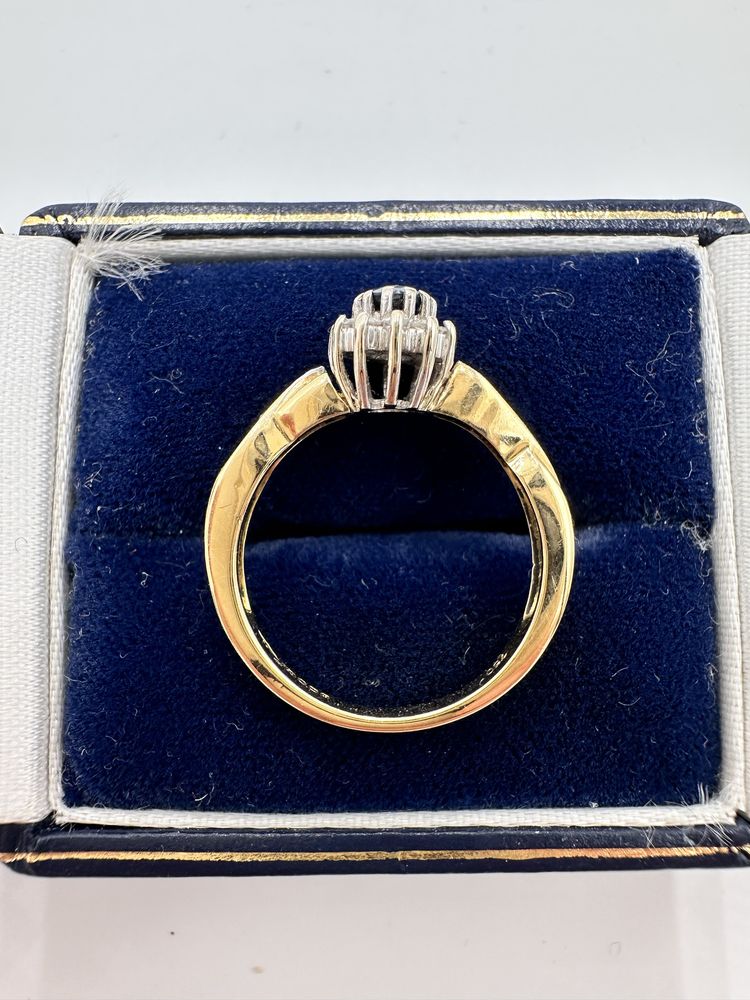 Złoty pierścionek 750 z szafirem 0,30ct i diamentami 0,10ct