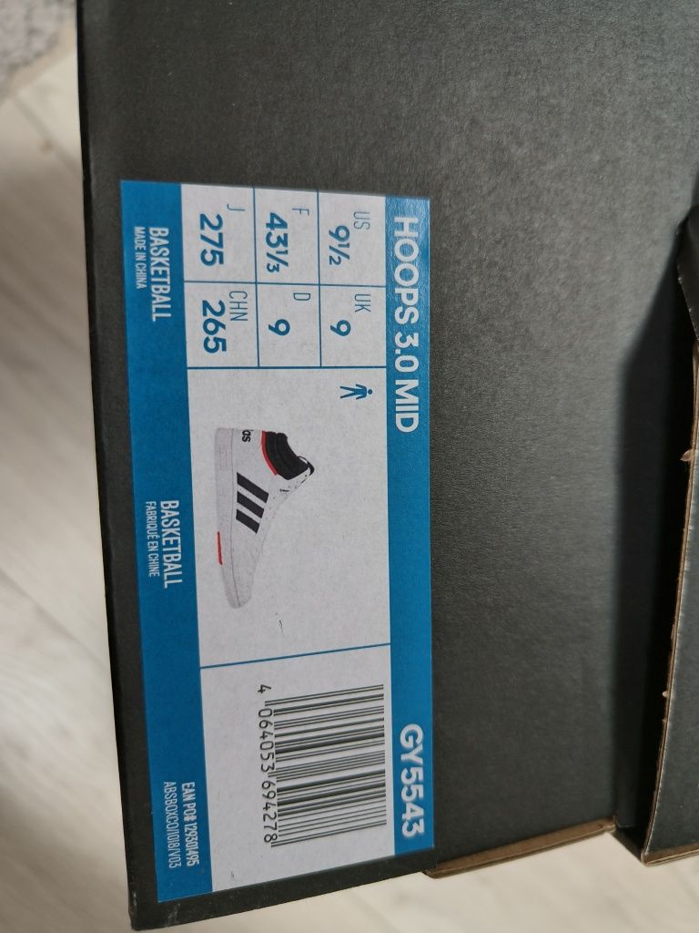 Buty sneakersy Adidas Hoops 3.0 Mid GY5543 Białe r. 43 1/3