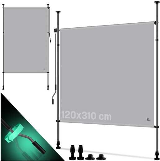 KESSER Markiza pionowa 120x310 szara balkon taras ogród wodoodporna