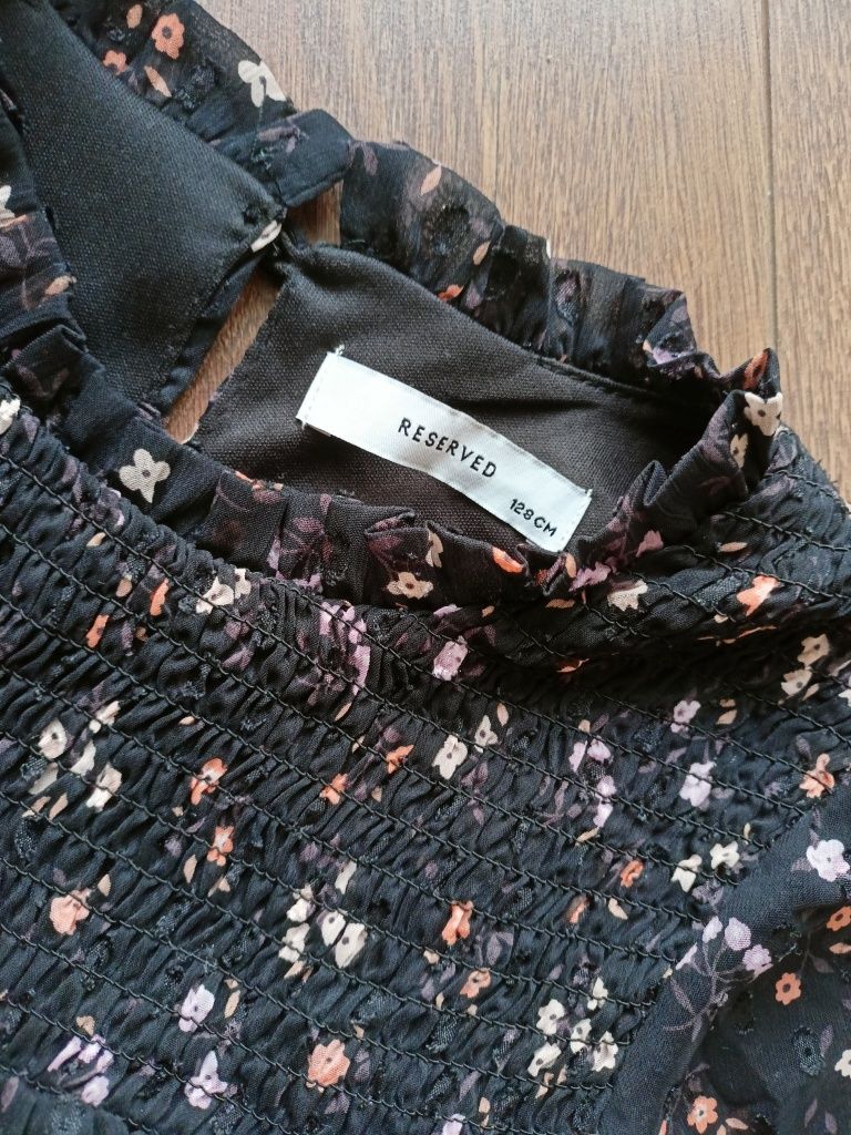 Elegancka bluzka dla dziewczynki kwiaty Reserved 128 baskinka