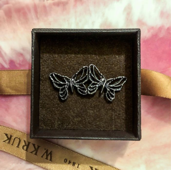 W Kruk Duże srebrne kolczyki piękne motyle