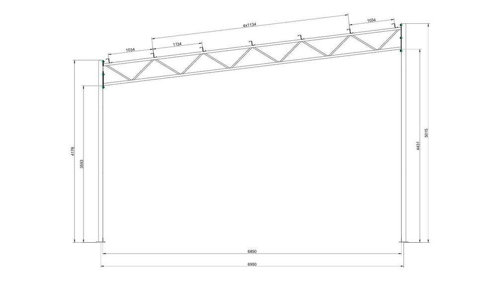 Przęsła dachowe z słupami 6m i 7m wysokie 4/3 i 5/3