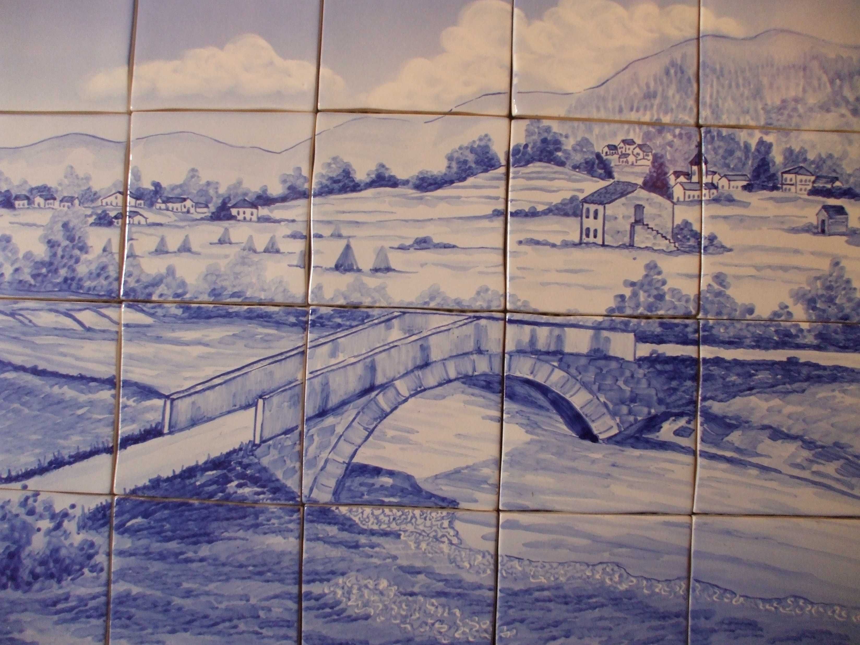 Painel de azulejos rústicos: Moliceiro +2 paisagens