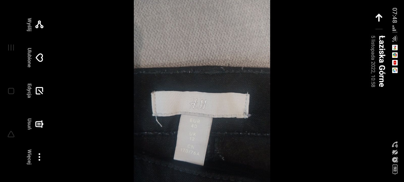 Spodnie czarne jeansy H&m jak nowe r. 40