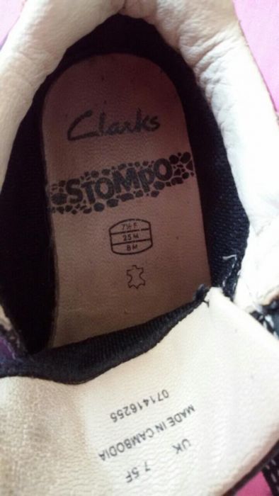 Полуботинки, ботинки кожаные Clarks 7,5 F, р. 25, 14,5 - 15 см