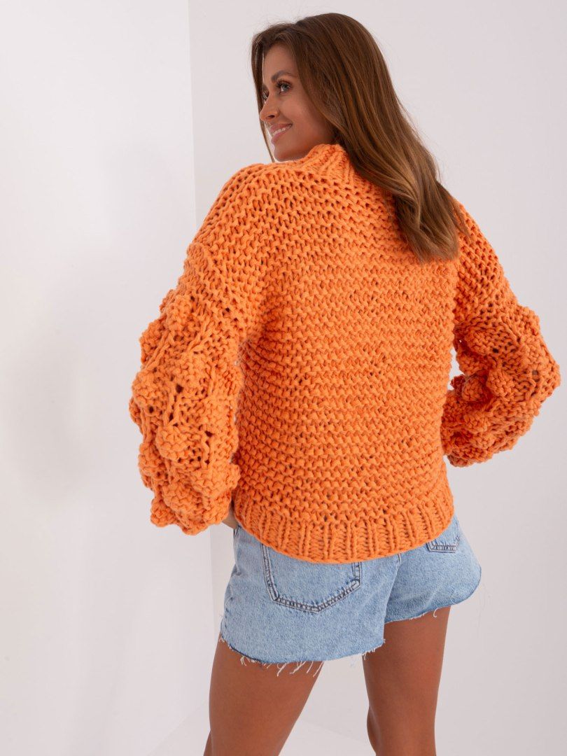 Sweter oversize pomarańczowy gruby splot
