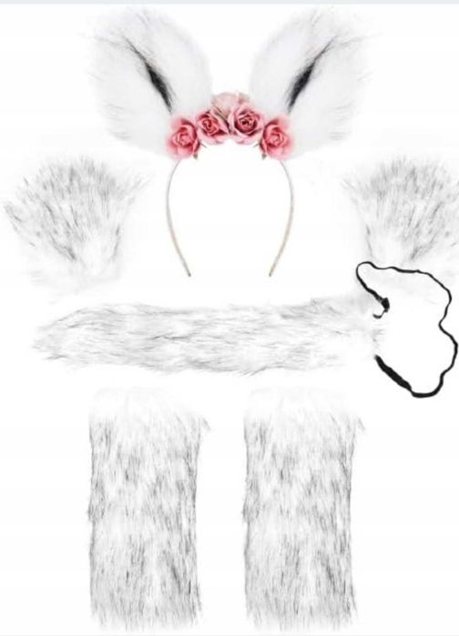 Zestaw kostium stroj futro lis cosplay anime opaska ogon