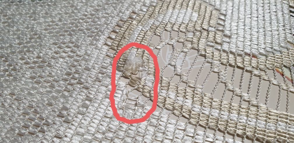 OBRUS ŻAKARDOWY 130x180cm AŻUROWY Poliester Kremowo-złoty beż Jak Nowy