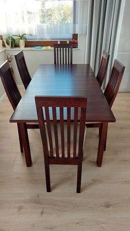 Stół rozkładany 85×135/180 i 6 krzeseł