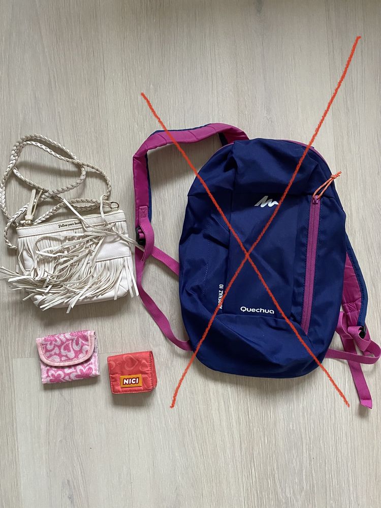 Maly plecak przedszkolaka Decathlon torebka portfel Nici