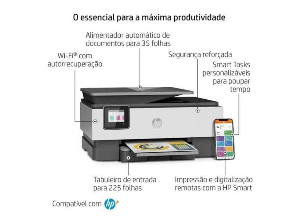 Impressora HP OfficeJet Pro 8022e (Jato de Tinta - Wi-Fi - Instant Ink