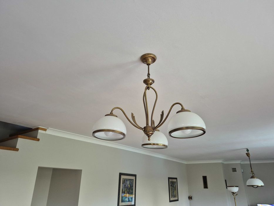 Żyrandol potrójny (metal, szkło)