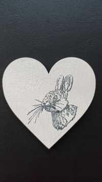 Magnes na lodówkę królik, serce z królikiem